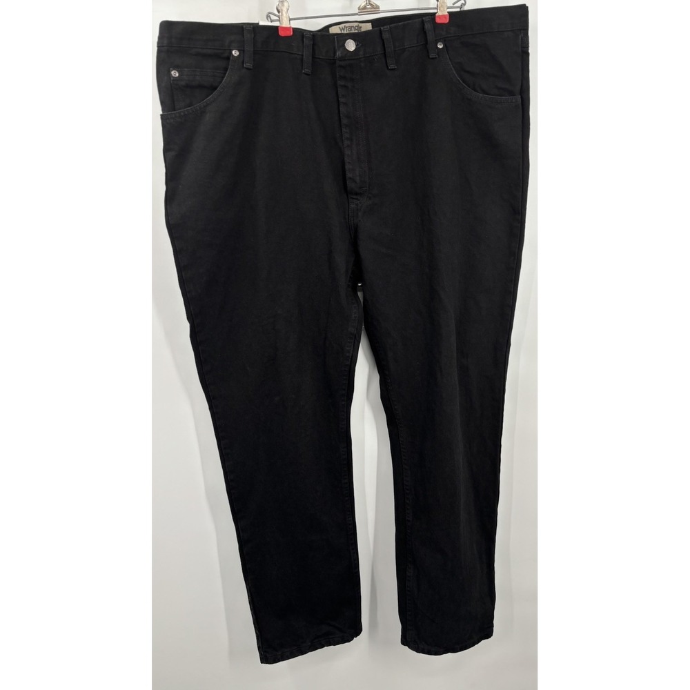 NEW Wrangler Authentics 10ZM100BK Black 5-Pocket Zip Regular Fit Jeans 50 x 32
